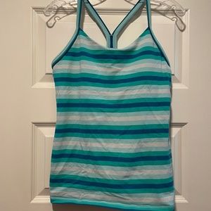 Striped lululemon y-strap tank top